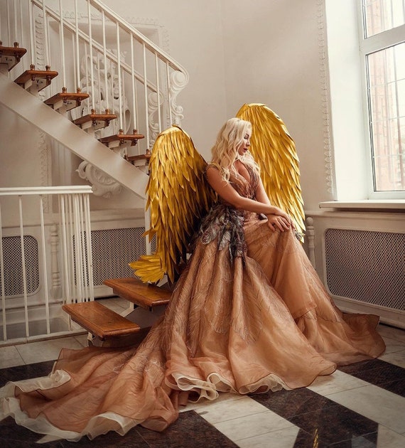 Golden Wings, Angel Wings, Angel Costume, Golden Angel, Golden Angel Wings