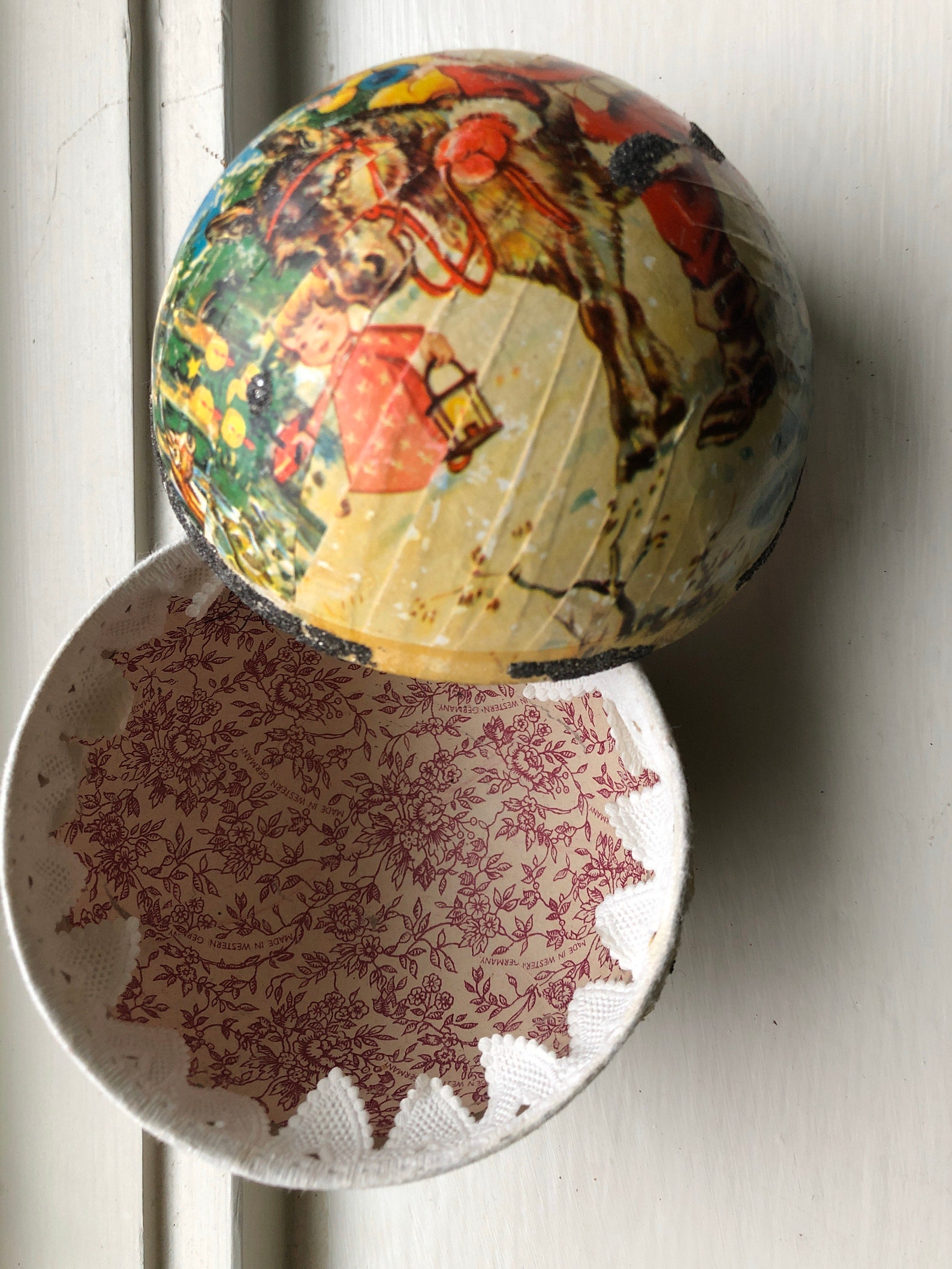 Paper mache Christmas ornament candy holder 1950s Etsy