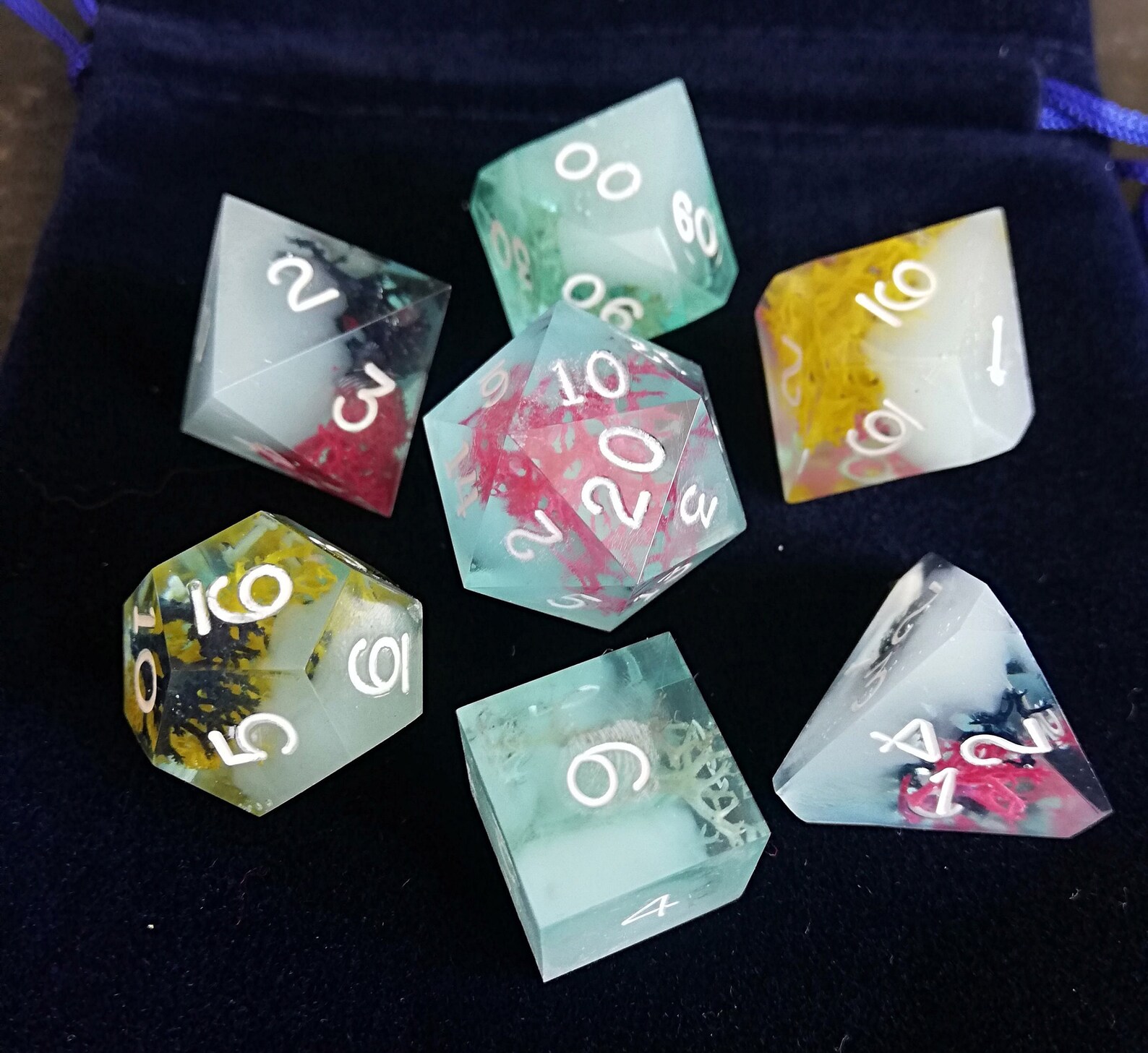 Nautical Depths dice set. 7 Handmade sharp polyhedral dice for Etsy