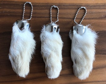 g105n RABBIT Foot Key Chain Hook natural Genuine Lucky purse craft talisman collectible curiosity