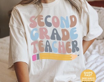 Second Grade Teacher Shirt, Retro Comfort Colors Teacher Shirt, Teacher Appreciation Gift, Back to School Cute Teaching 2nd Grade Teacher