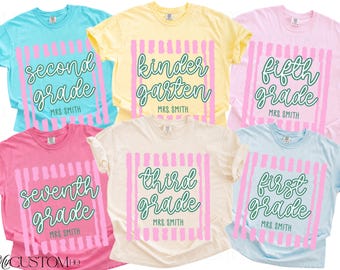 Camiseta personalizada para profesores de grupo, camiseta para profesores de vuelta al cole, camiseta personalizada Comfort Colors para equipos, camiseta para cada nivel de grado, primero, segundo, tercero, cuarto y quinto.