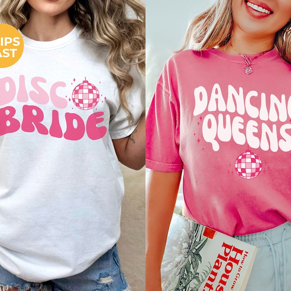 Disco Bachelorette Matching Comfort Colors Shirts, Bride's Last Disco My Last Disco Bride Theme Bach Party Dancing Queens Bridesmaids