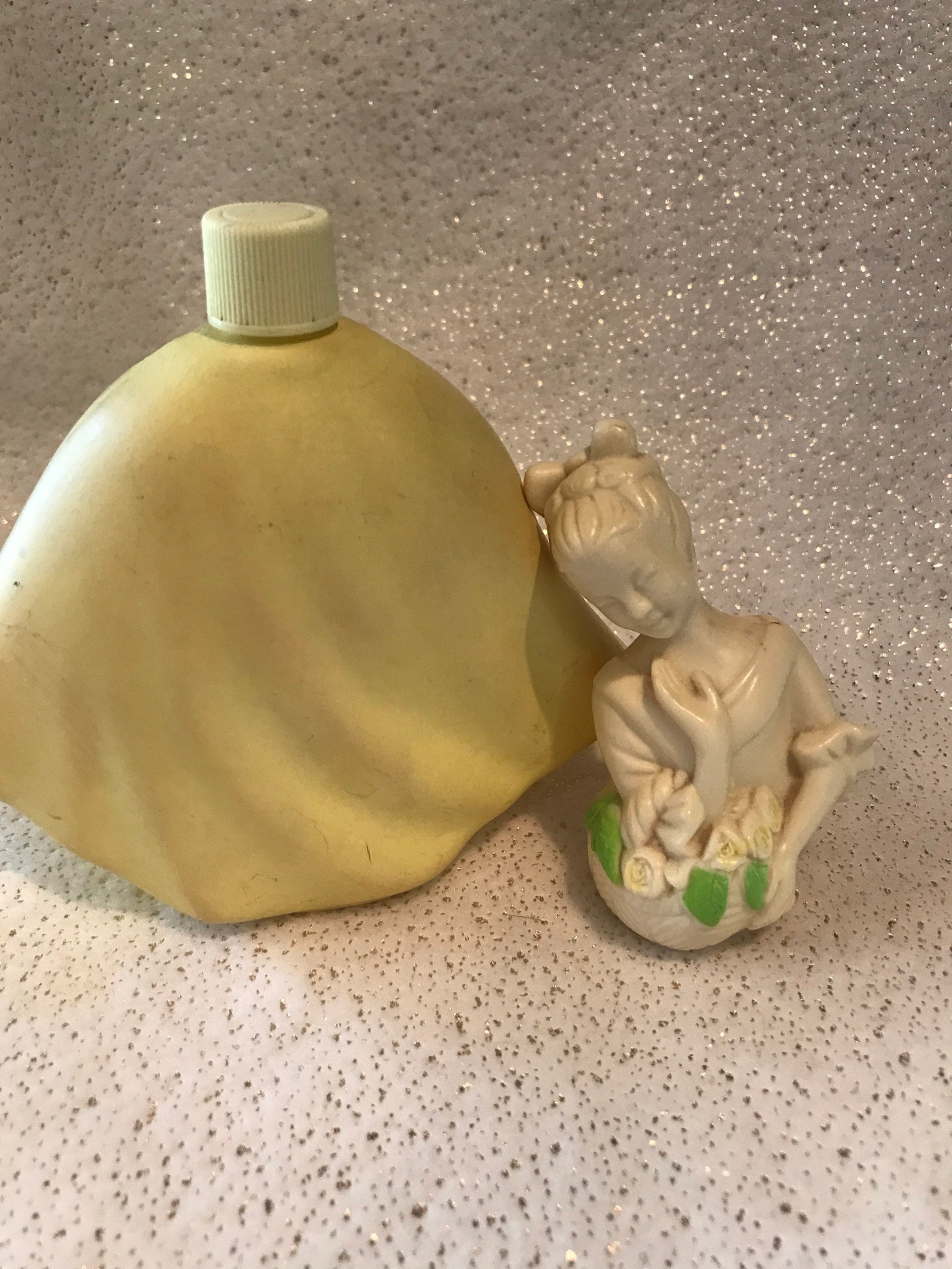 Vintage Avon Flower Maiden in Sunny Yellow Dress 4 Oz .somewhere