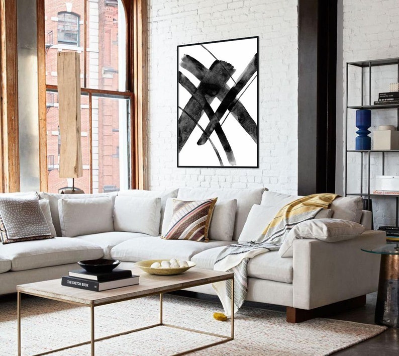 Black and White Wall Printsmodern Art Printabstract Etsy