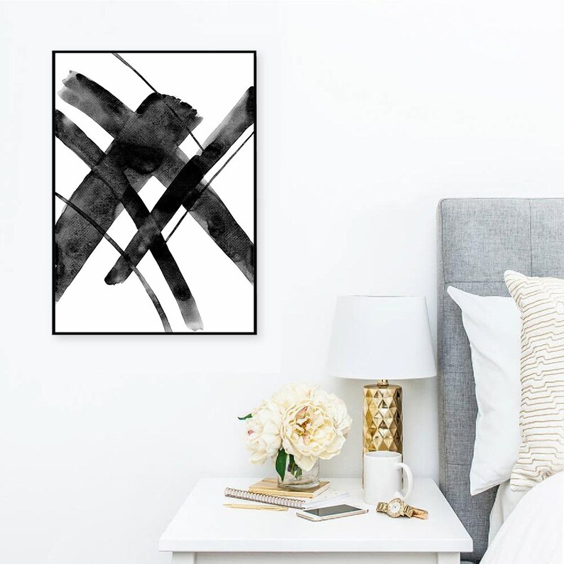 Black and White Wall Printsmodern Art Printabstract Etsy