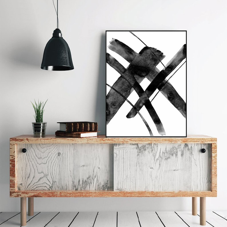 Black and White Wall Printsmodern Art Printabstract Etsy