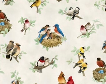 Emchit Cotton Bird Print Fabric 2.5 Yards