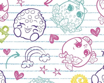 Shopkins School Sketch Fabric | Shopkins Fabric | Shopkins | 100% Cotton Fabric