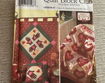 Simplicity 9534 Quilt Block Club Lesson #1 Holiday Edition Heart in Hand and Piece of My Heart Pattern NEW