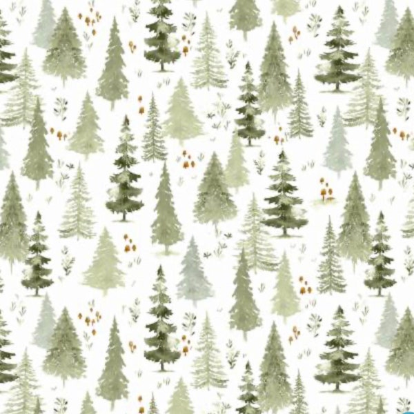 Bosque alpino blanco / Tela Wood You Be Mine / Tela de árbol de Navidad / Tela navideña / Tela Dear Stella / Tela de algodón / DCJ2276