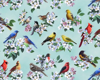 Tweethearts Bird Fabric | Beautiful Birds Fabric | Birds Fabric | Bird Fabric | Elizabeths Studio Fabric | 100% Cotton Fabric