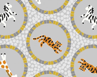 Mosaic Safari Ring Fabric | Safari Fabric | Animal Fabric | Zebra Tiger Giraffe Fabric | 100% Cotton Fabric