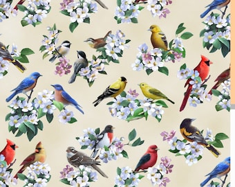 Tweethearts Bird Fabric | Beautiful Bird Fabric | Birds Fabric | Bird Fabric | Elizabeths Studio Fabric | 100% Cotton Fabric