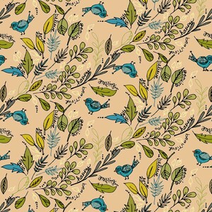 Birds Fabric | Blue Bird Fabric |  Bird Fabric | 100% Cotton Fabric