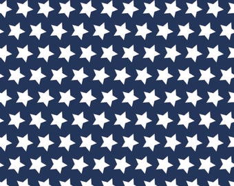 Navy Stars Fabric | Star Fabric | Navy White Star Fabric | Riley Blake Designs Fabric | 100% Cotton Fabric