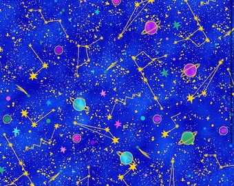 Cosmos Space Fabric | Galaxy Fabric | Outer Space Fabric | Constellation Fabric | Stary Night Sky Fabric | Timeless Treasures