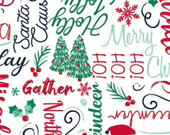 Believe Christmas Fabric | Christmas Words Fabric | Santa Fabric | Christmas Fabric | 3 Wishes Fabric | Cotton Fabric