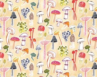 Chef’s Table Mushroom Fabric | Funghi Fabric | Mushroom Fabric | Dear Stella Fabric | 100% Cotton Fabric