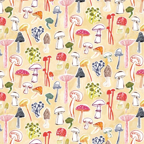 Chef’s Table Mushroom Fabric | Funghi Fabric | Mushroom Fabric | Dear Stella Fabric | 100% Cotton Fabric