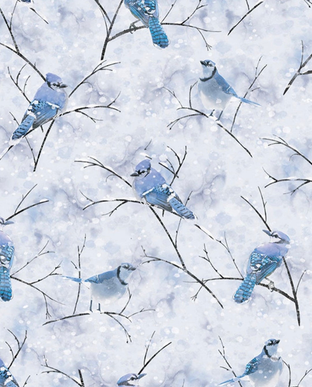 Blue Bird Fabric Blue Jay Bird Fabric Birds Fabric Bird Etsy