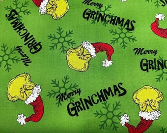 The Grinch Fabric | How the Grinch Stole Christmas Fabric | Dr Suess Enterprises Fabric | 100% Cotton Fabric