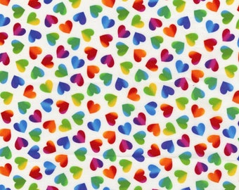 Rainbow Hearts Fabric | Ombré Fabric | Hearts & Dots Fabric | Timeless Treadures | Cotton Fabric