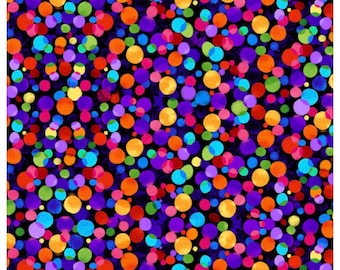 Night Bloom Floating Rainbow Dots Fabric | Polka Dot Fabric | Rainbow Dots Fabric |Timeless Treasures Fabric