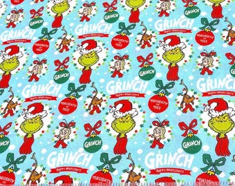 The Grinch Fabric | How the Grinch Stole Christmas Fabric | Dr Suess Enterprises Fabric | 100% Cotton Fabric