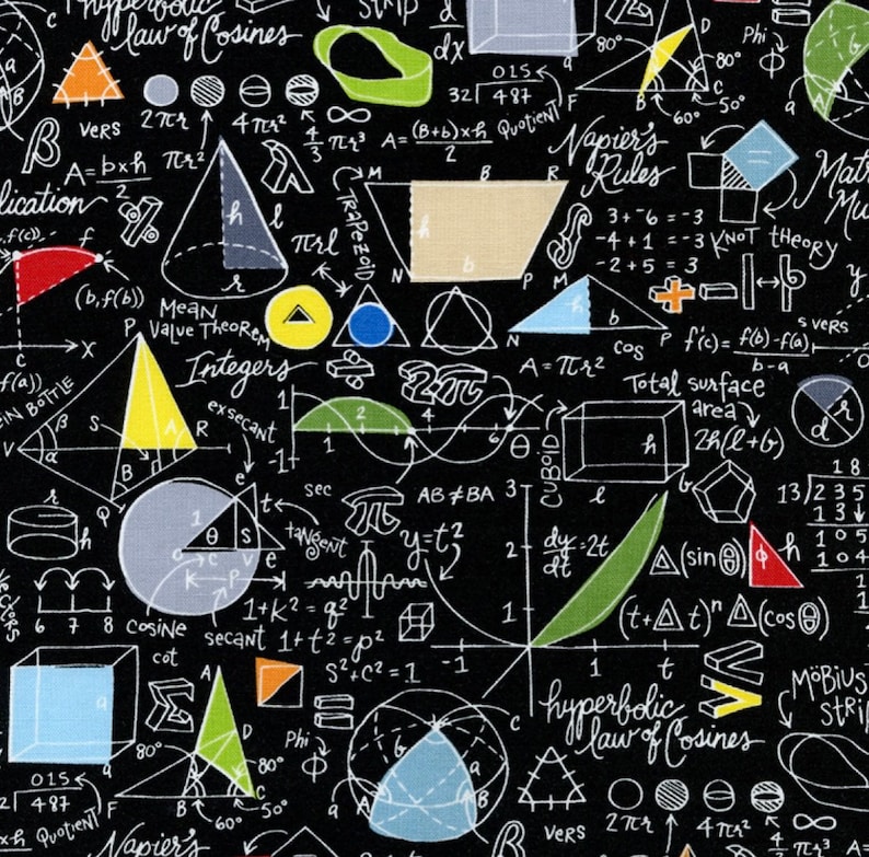 Math Fabric Science Fabric Mathematics Fabric Back to School Fabric Timeless Treasures Fabric 100% Cotton Fabric image 1