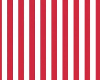 Red & White Stripes Fabric | Stripes Fabric | Striped Fabric | Patriotic Fabric | 100% Cotton Fabric
