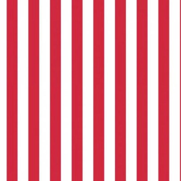 Red & White Stripes Fabric | Stripes Fabric | Striped Fabric | Patriotic Fabric | 100% Cotton Fabric