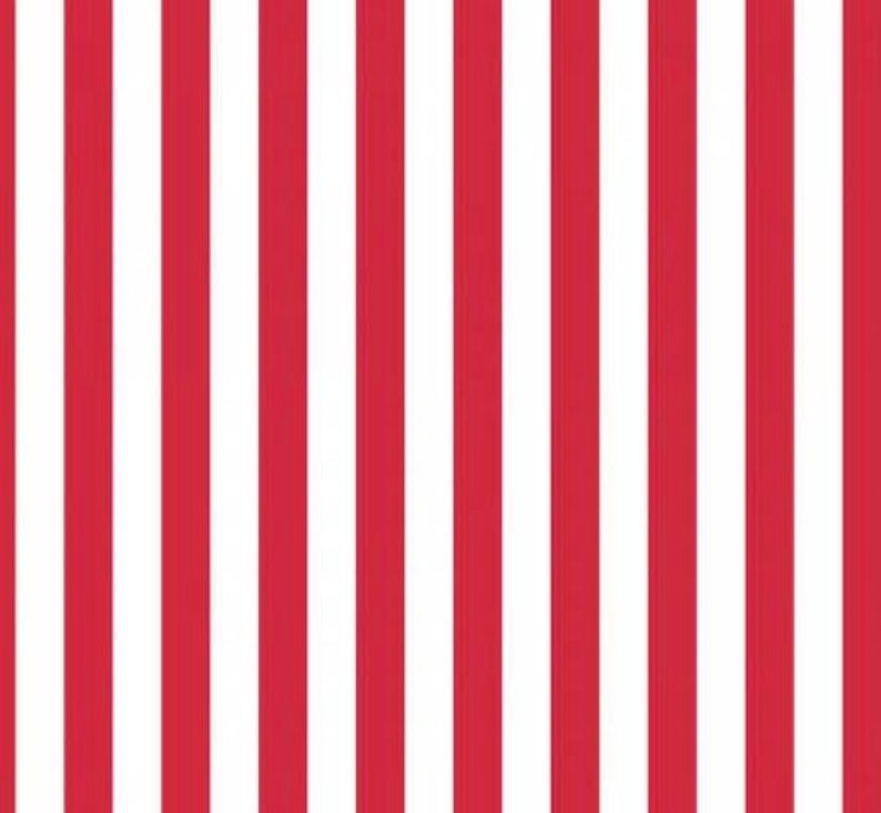 Red & White Stripes Fabric Stripes Fabric Striped Fabric Patriotic Fabric 100% Cotton Fabric image 1