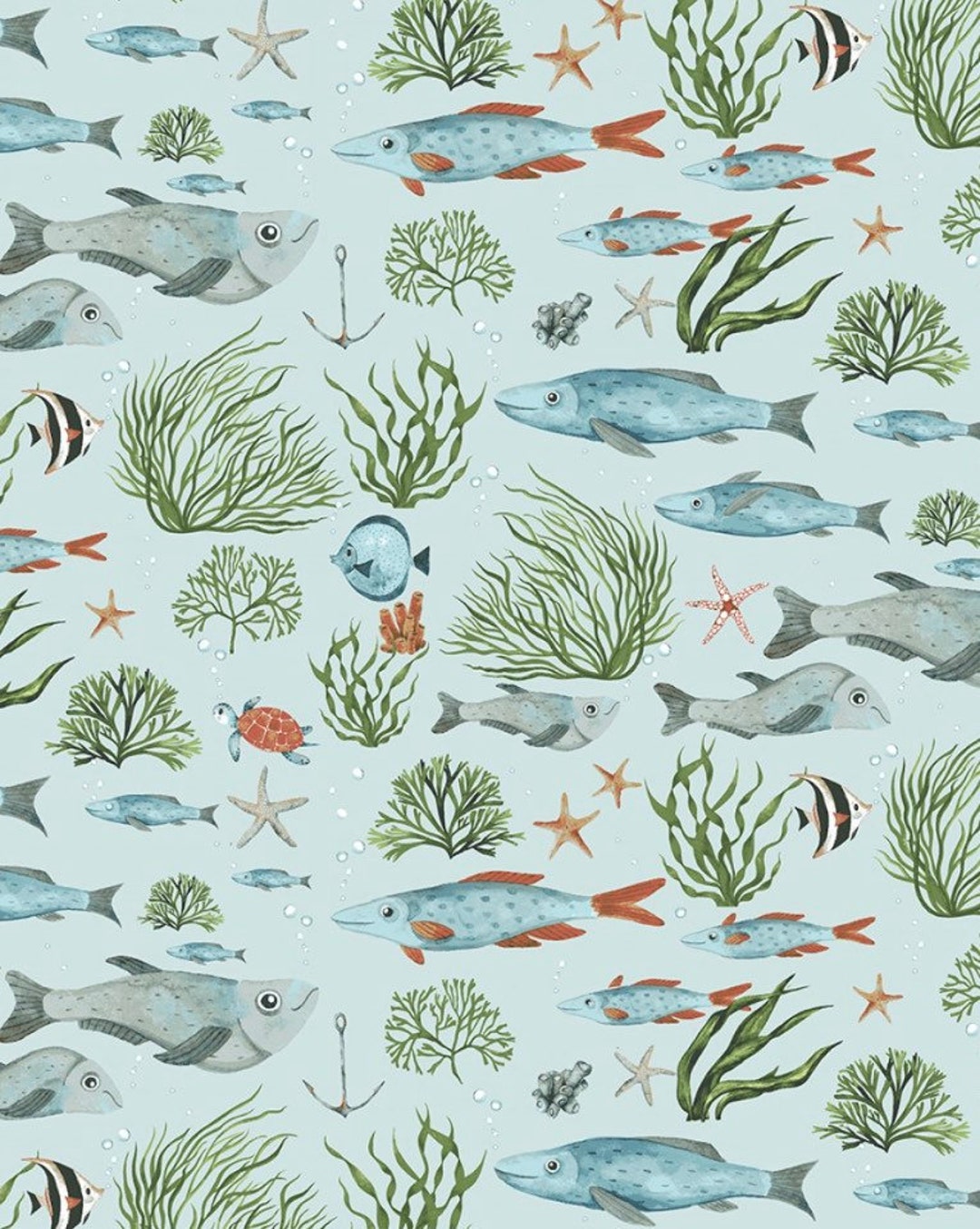 Hook Line and Sinker Fish Fabric Go Fish Fabric Fishing Fabric Dear