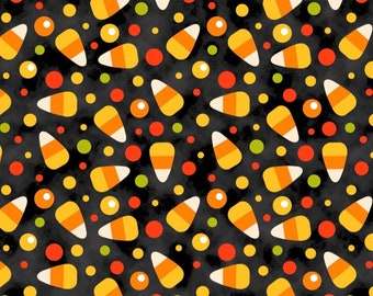 Halloween Fabric | Candy Corn Fabric | Candy Corn Toss Fabric | David Textiles Fabric | Cotton Fabric