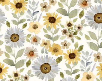 Lets Get Wild Safari Flowers Fabric | Sunflower Fabric | Dear Stella Fabric | 100% Cotton Fabric