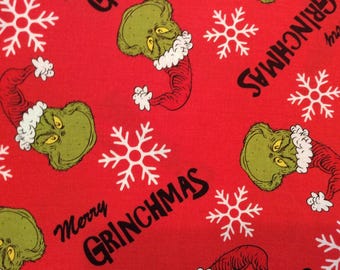 The Grinch Fabric | How the Grinch Stole Christmas Fabric | Dr Suess Enterprises Fabric | 100% Cotton Fabric