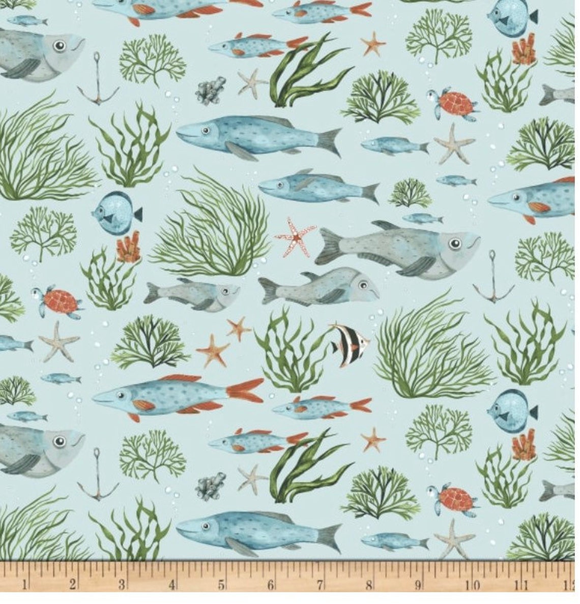Cloth Fish Hook Line and Sinker Fish Fabric | Go Fish Fabric | Fishing Fabric ...