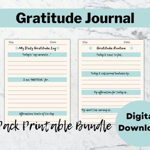 Dankbarkeitsreise, positive Gewohnheiten kultivieren, Dankbarkeit Journal Digitaler Download druckbares tägliches Journal für Selbstpflege und positives Denken