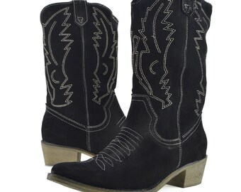 mens suede cowboy boots uk