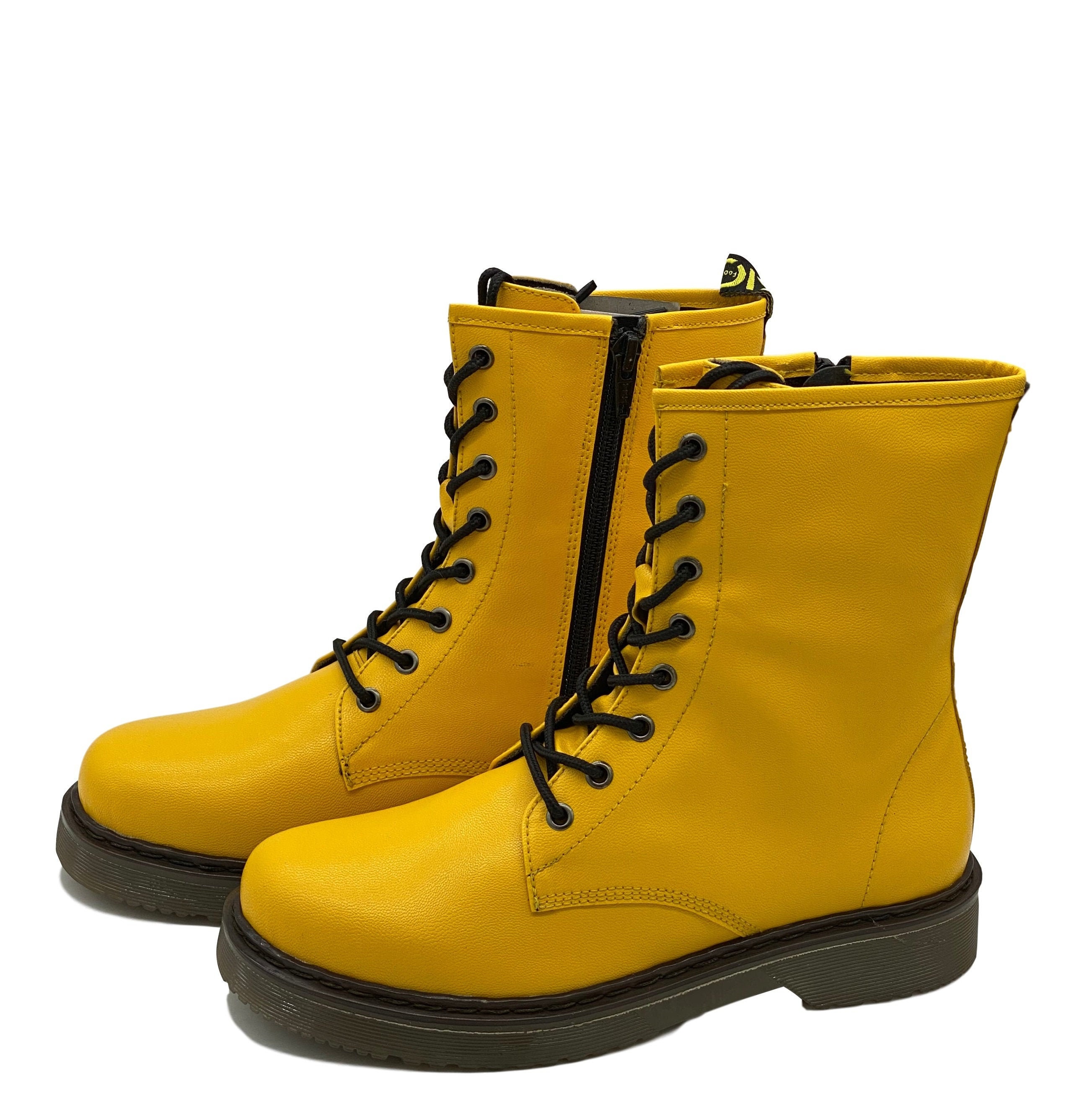 yellow leather boots womens