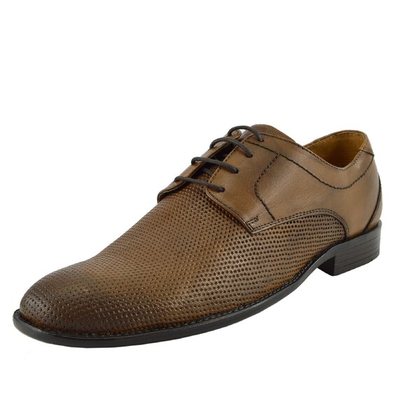 Mens Shoe Tan Brogue Oxford Lace up 