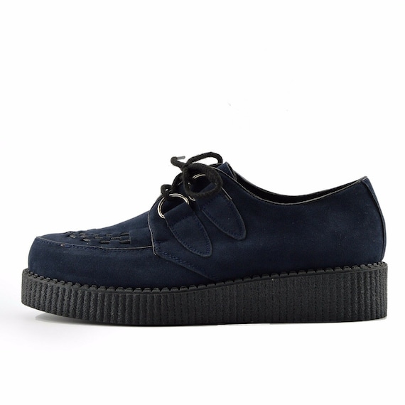 Mens Genuine Leather Lace Up Platform Punk Creepers Ankle Boots