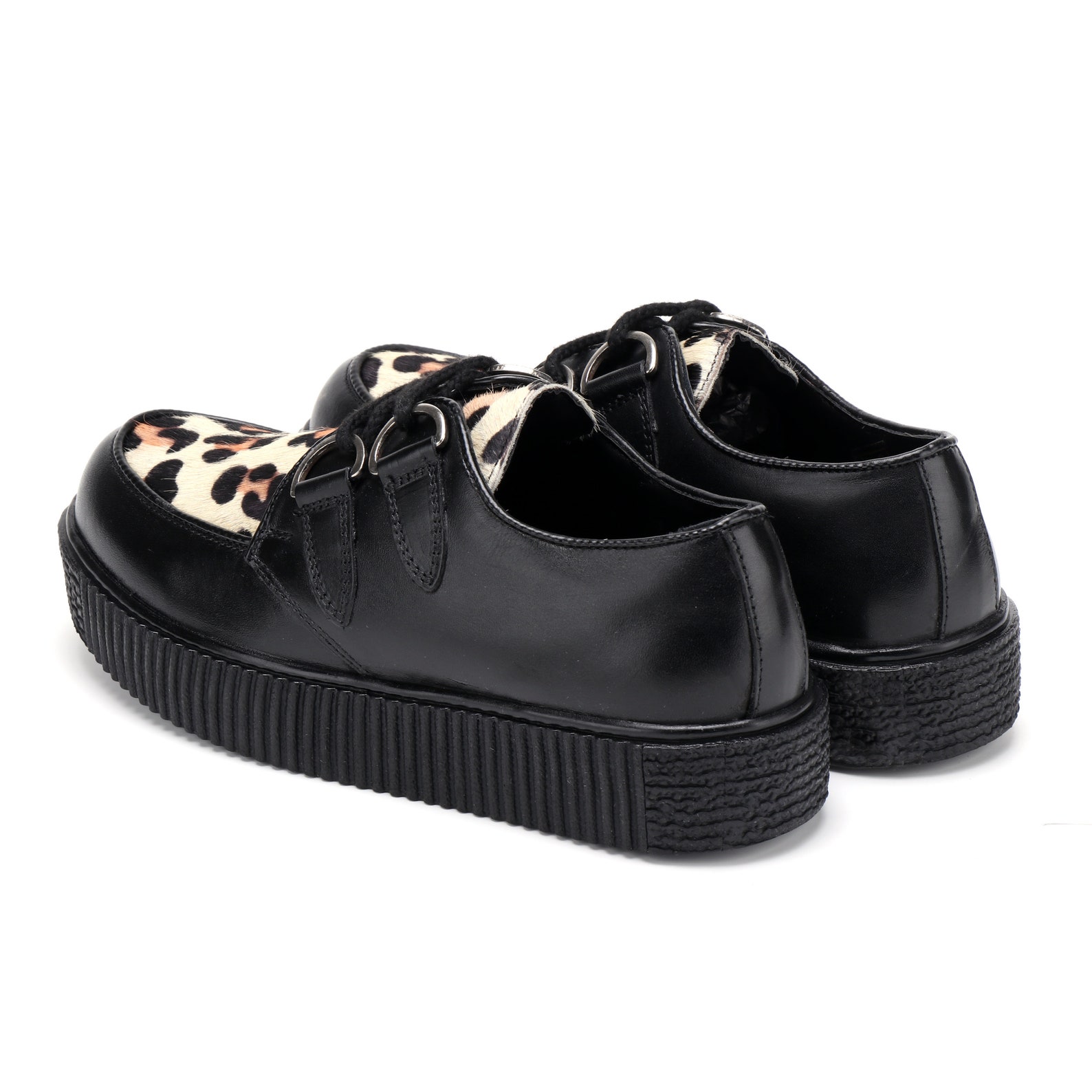 leopard crawl knee high platform creeper boots