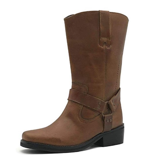 ladies leather biker boots uk