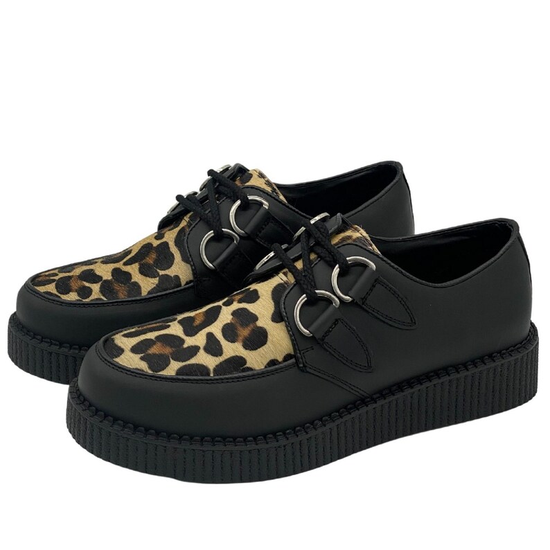 New Leopard Print Creepers Boots Mens Leather Platform Retro Etsy