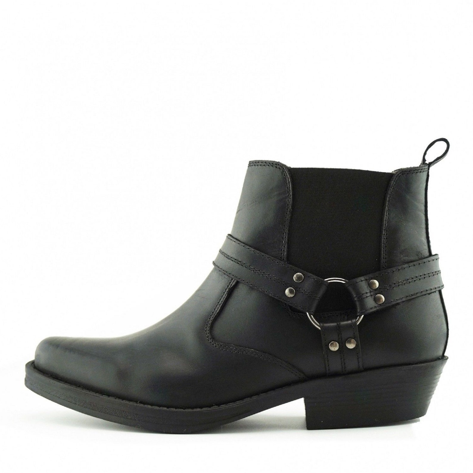 Mens Cowboy Boots Genuine Leather Western Harness Ankle Shoes Etsy UK