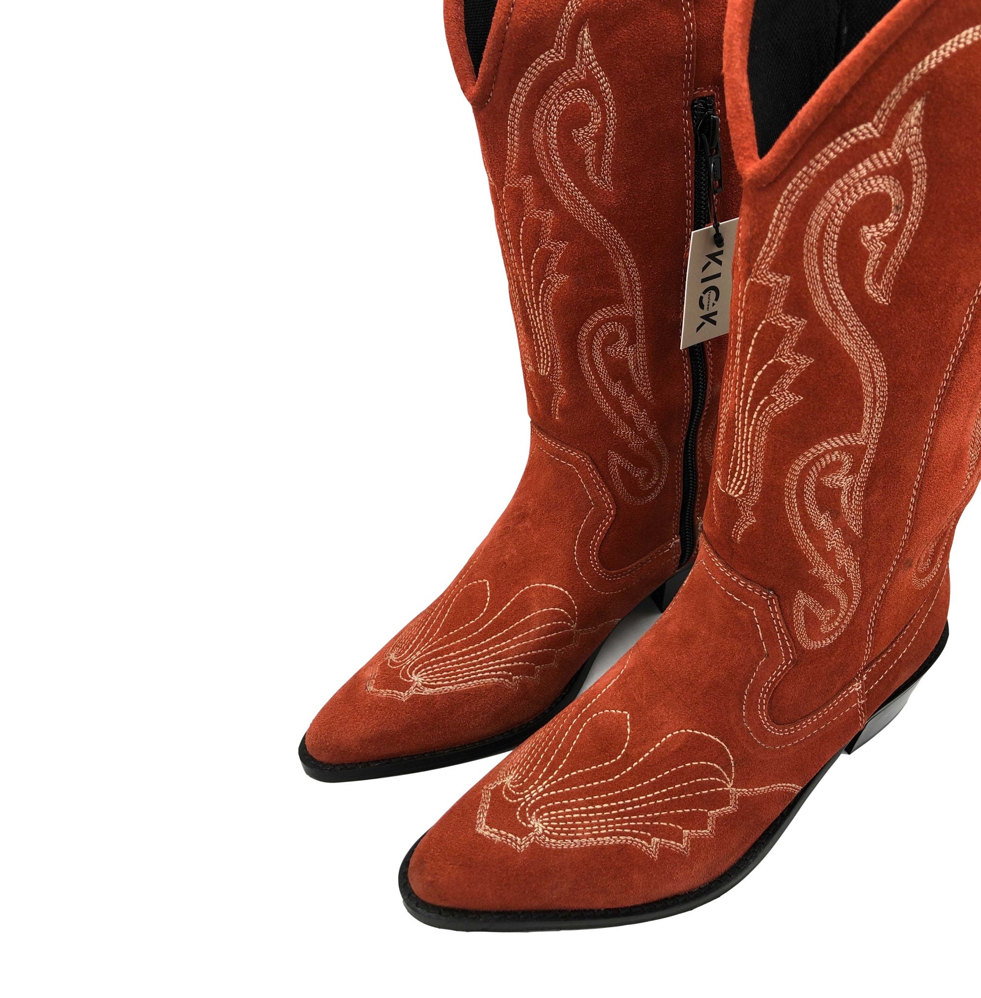 BRAND NEW Red Rust Suede Cowboy Boots Ladies Stitch Western Etsy