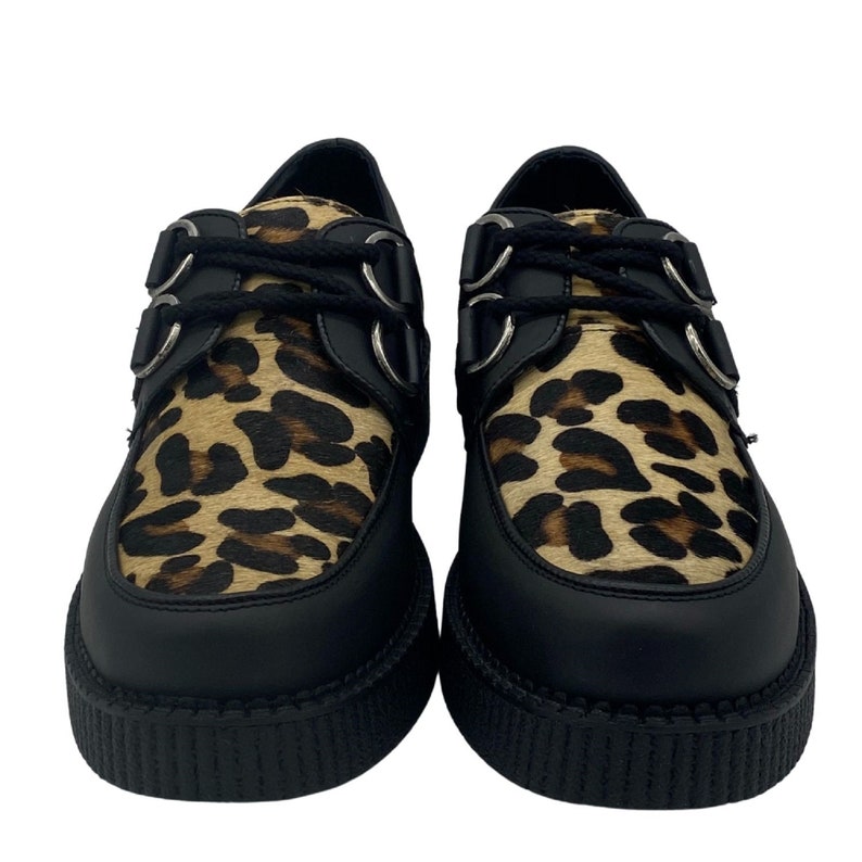 New Leopard Print Creepers Boots Mens Leather Platform Retro Etsy