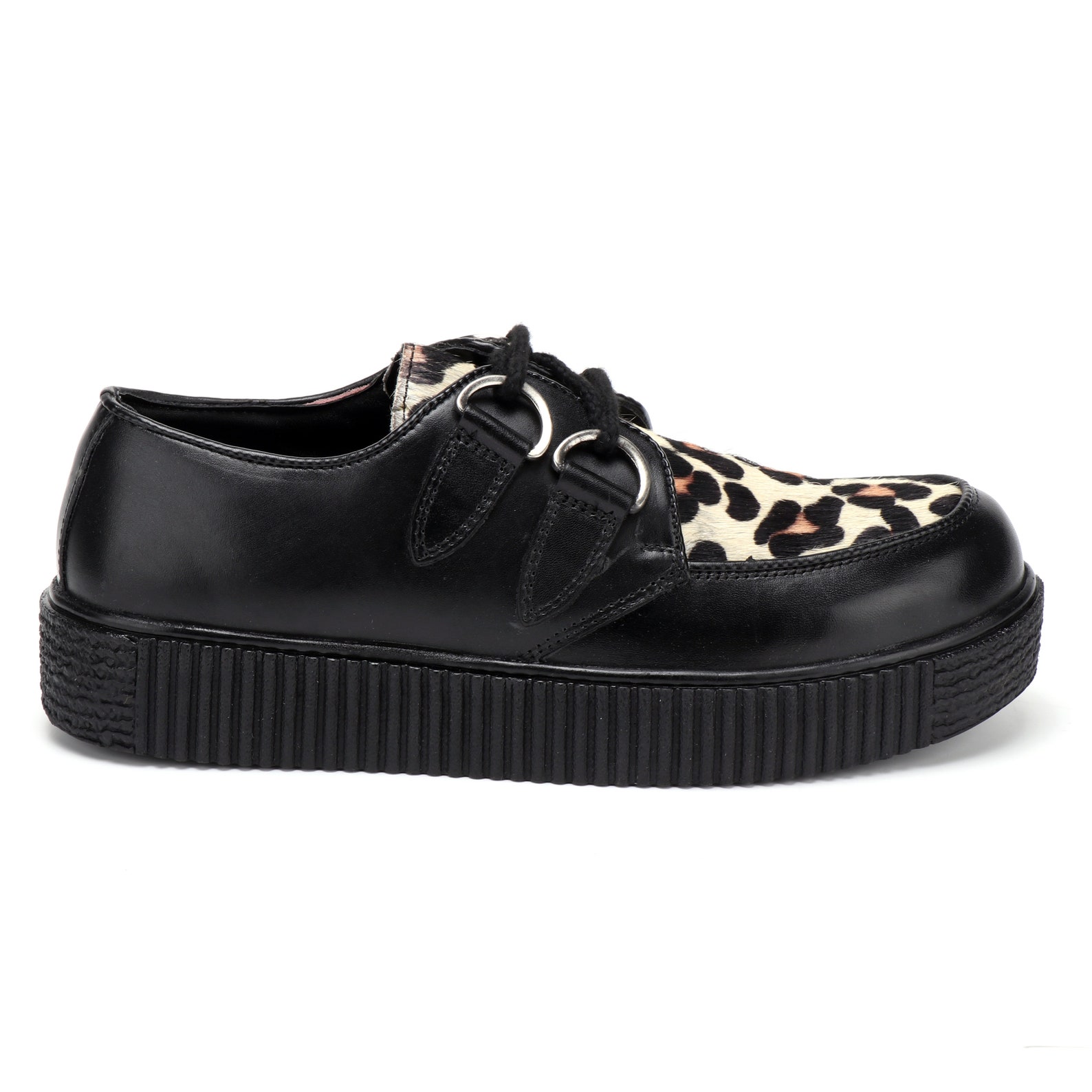 leopard crawl knee high platform creeper boots